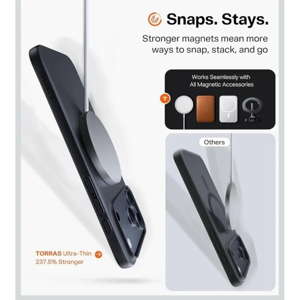 TORRAS Magnetic Slim-Fit for iPhone 17 PRO MAX Case, Ultra-Thin- Black‎